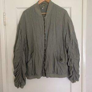 Free People Bomber Jacket in Olive Green
